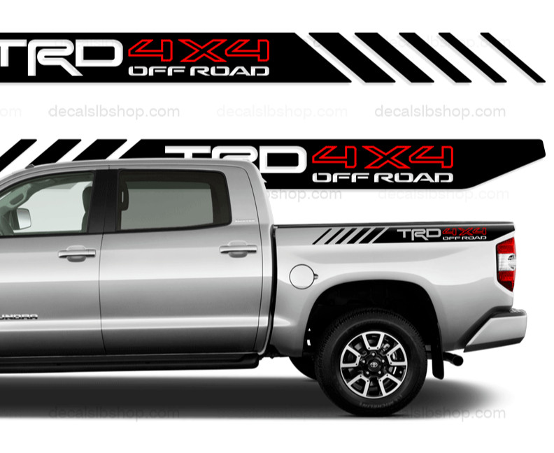 TRD 4X4 Off Road Decals Vinyl Fit Toyota Tundra Tacoma Sticker Bedside 4X4red
