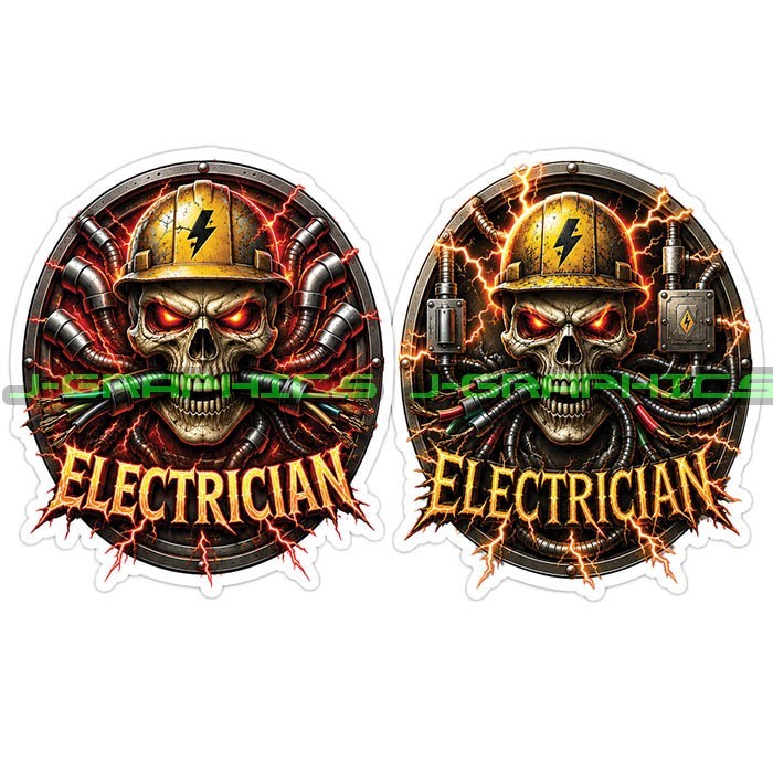 Electrician Skull Trade Union Blue Collar Vinyl Decal Sticker A