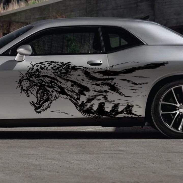 DS/PS Fits Challenger Growling Cheetah Fast Truck Car Vehicle Graphic Decal Side