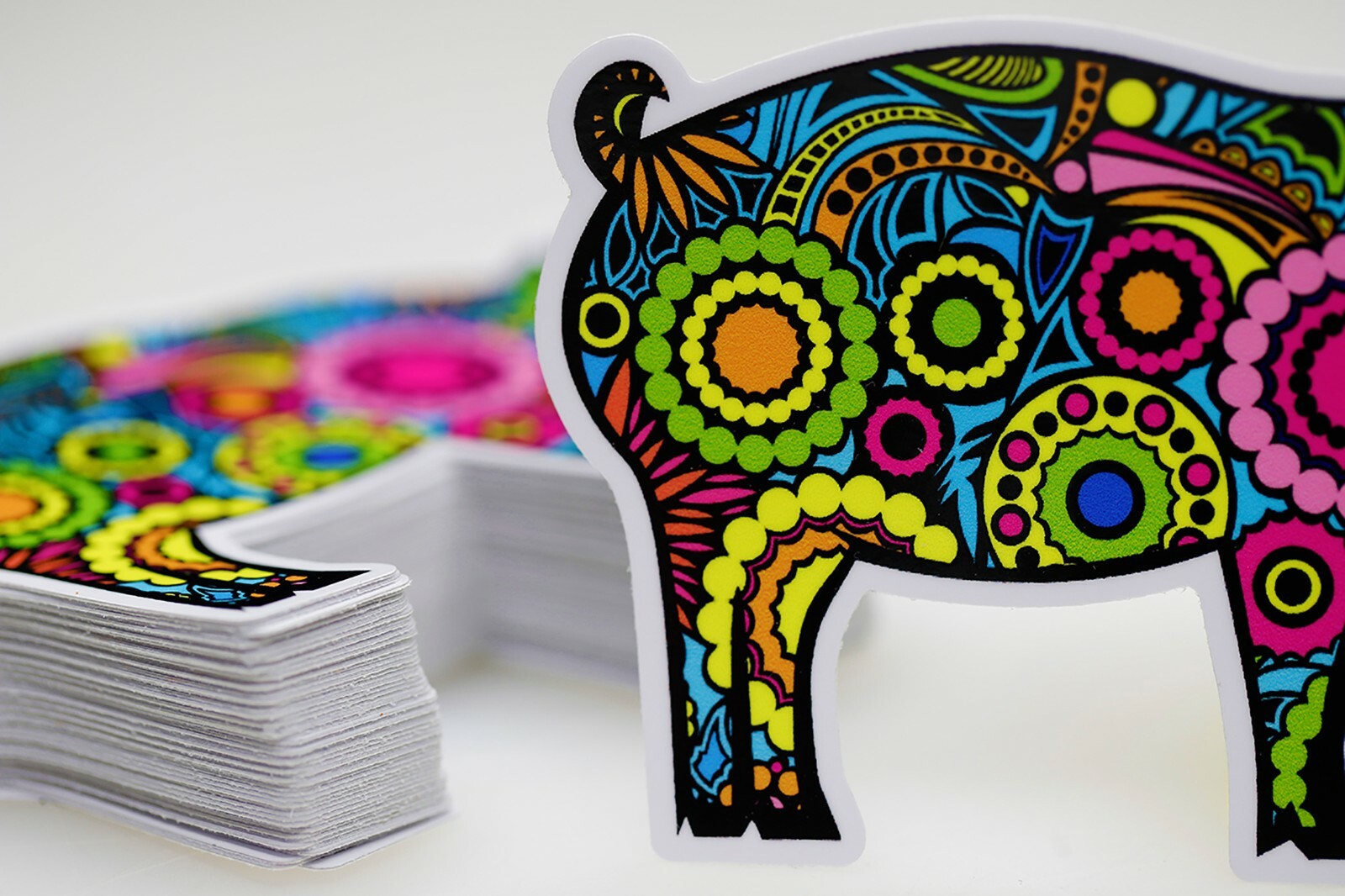 Colorful Pig Sticker Flower Cup Cooler Laptop Car Vehicle Window Bumper Decal