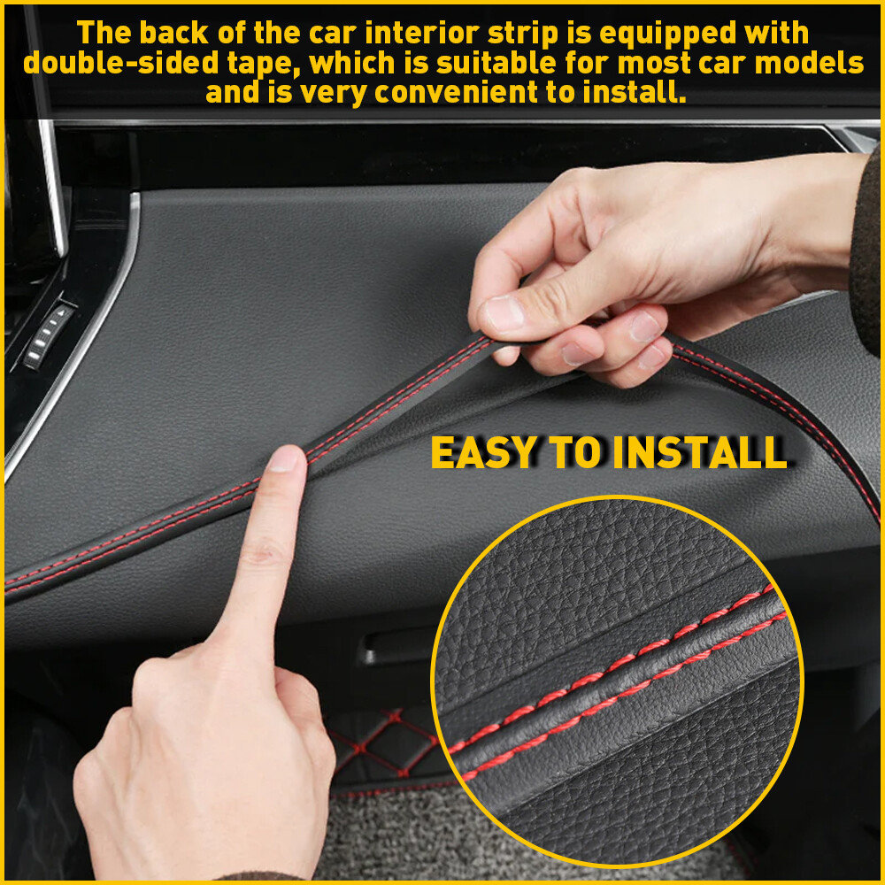 2M PU Leather Car Dashboard Decor Line Strip Sticker Moulding Trim Access H