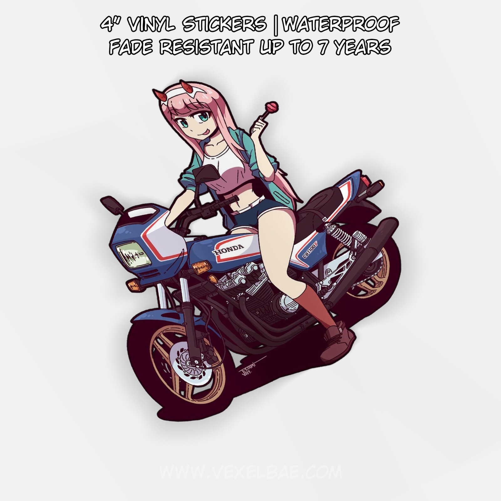 Darling in the Franxx – Zero Two Motorcycle | Cute Anime JDM Vinyl Window Decal