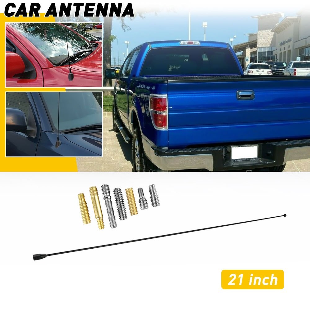 1/2set 21″ Antenna Mast Black Power Radio AM/FM Universal Car Antenna Black Scre