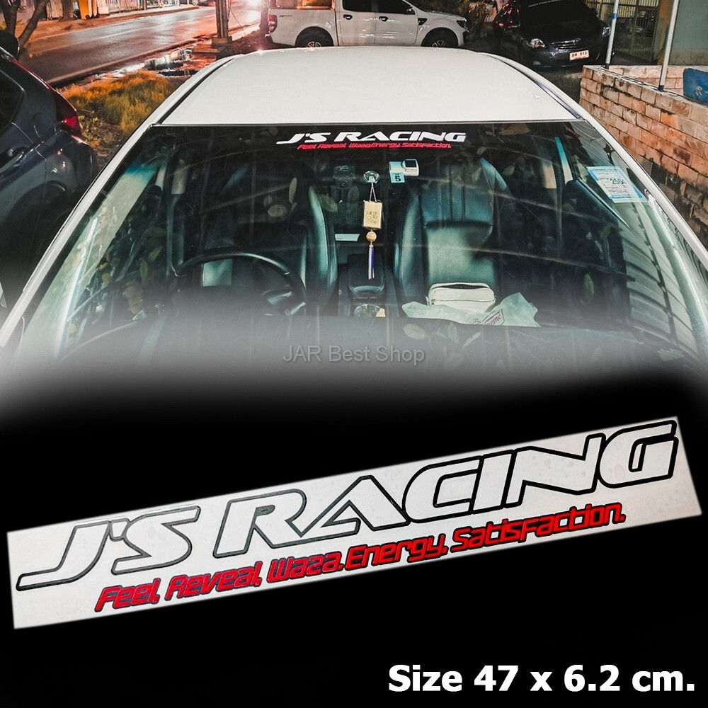 JDM Style Windshield Top Size 47cm. J’s Racing GT Car Racing Vinyl Sticker DiCut