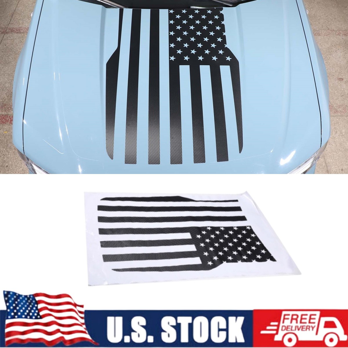 Front Hood Black USA Flag Graphic Vinyl Decal Fit For Ford Maverick 2022-2025 US