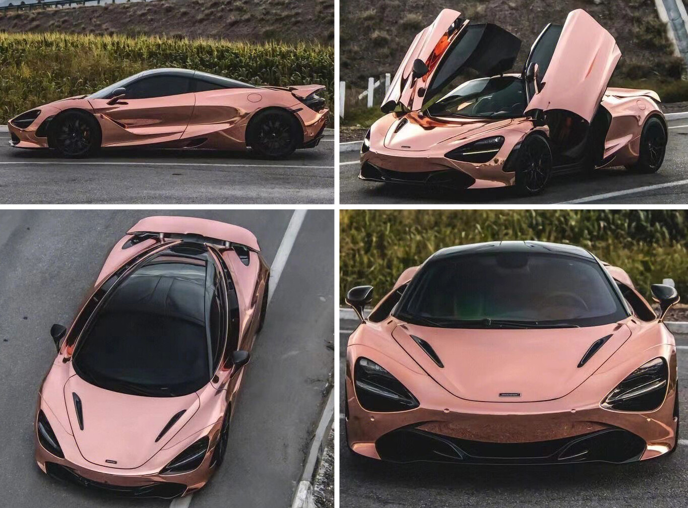 Rose Gold Chrome Mirror Vinyl Film Wrap Sticker Decal Stretchable Reflective