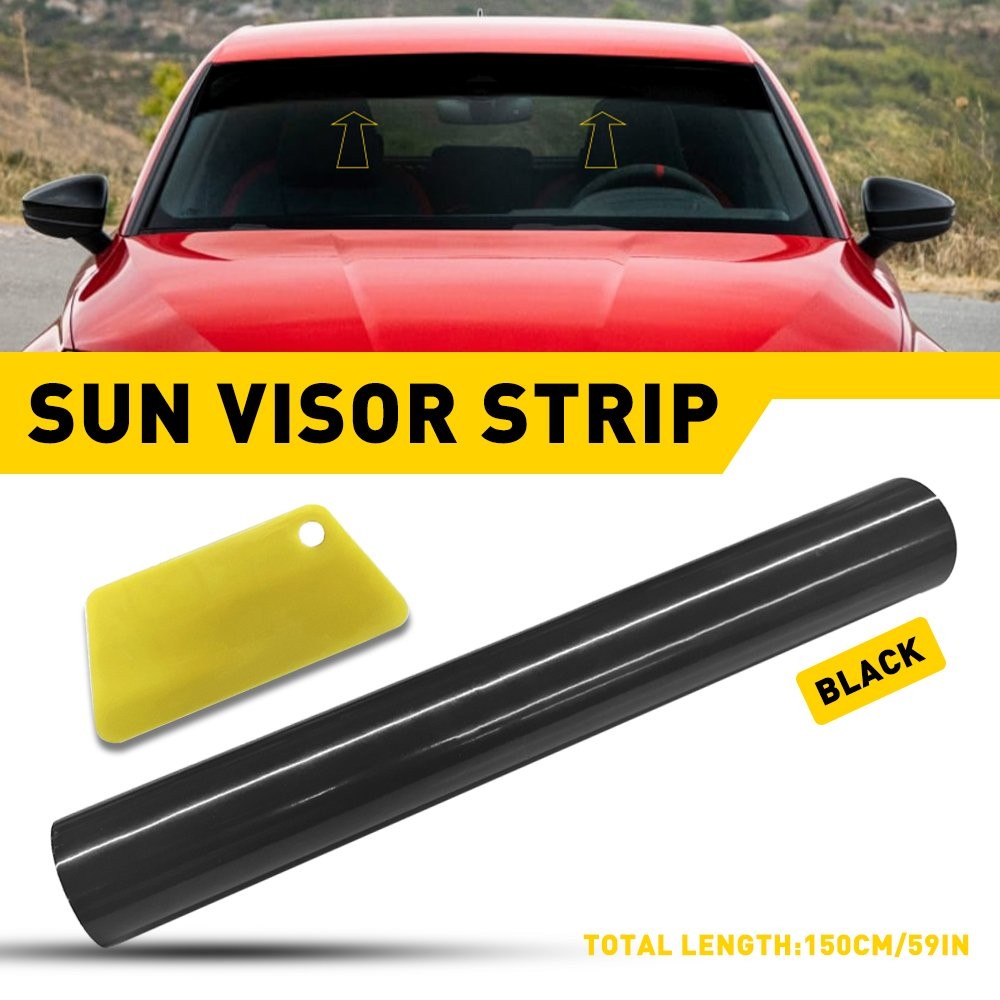 Sun Visor Strip Windshield Banner Long Vinyl Lasting Decal Gloss Blank Black USA