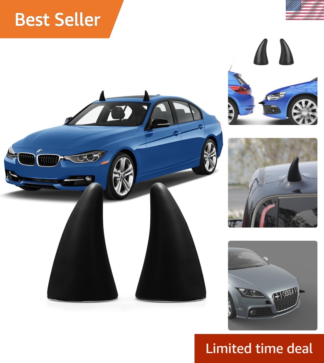 Classic Black Devil Horns Foam Sticker – Universal Fit for Cars and Motorcycles