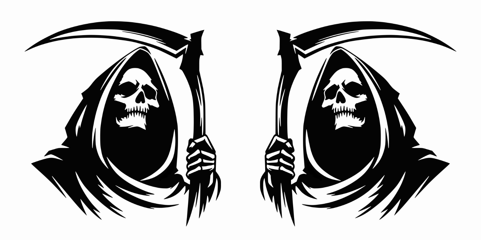 Evil Death Grim Reaper Skull Die Cut Vinyl Sticker Decal Left Right or Pair