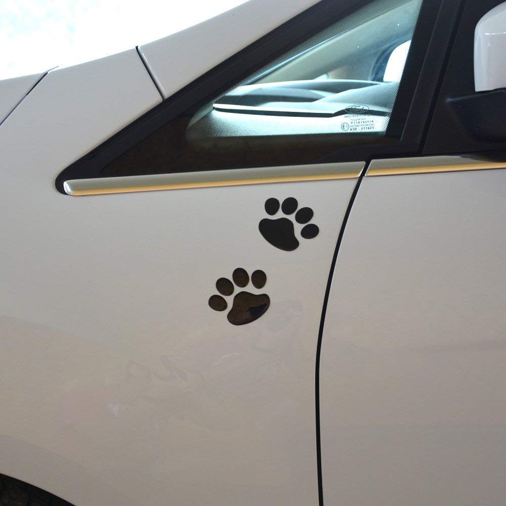 LZLRUN 4PCS Black 3D Chrome Dog Paw 6 x 6 cm / 2.36 x inch,
