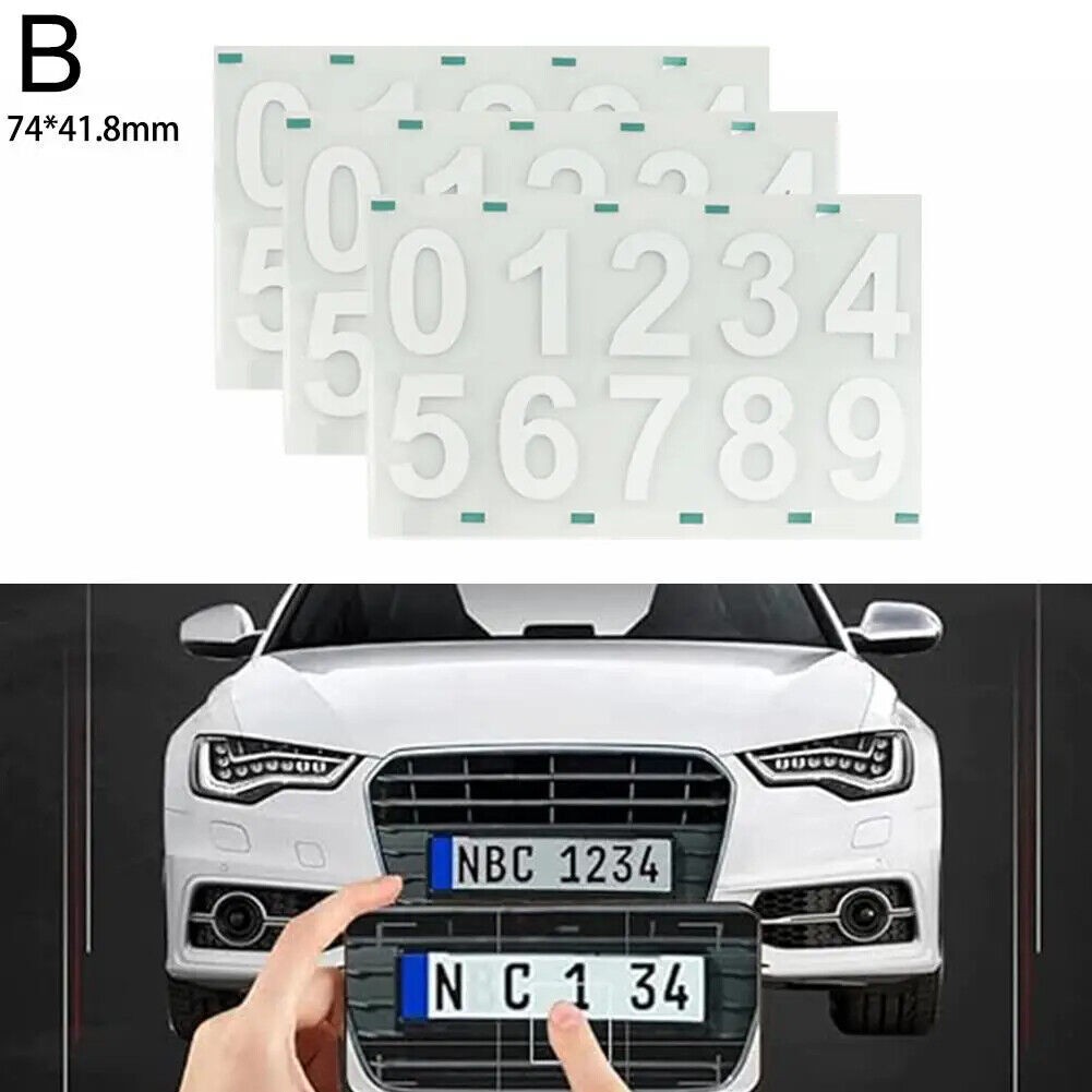 3Pcs Nanofilm License Plate Number Sticker Reflective Invisible Digital Sticker