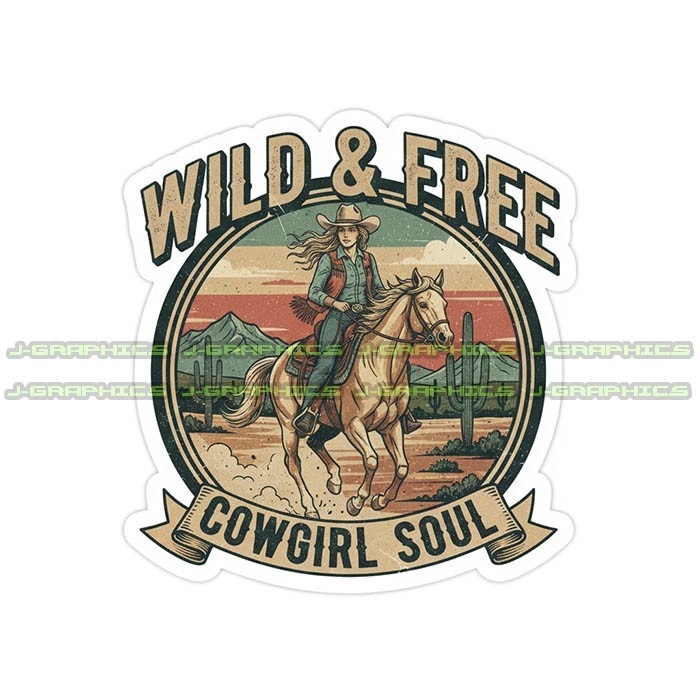Cowgirl Vinyl Decal Sticker Rodeo Country Horse D