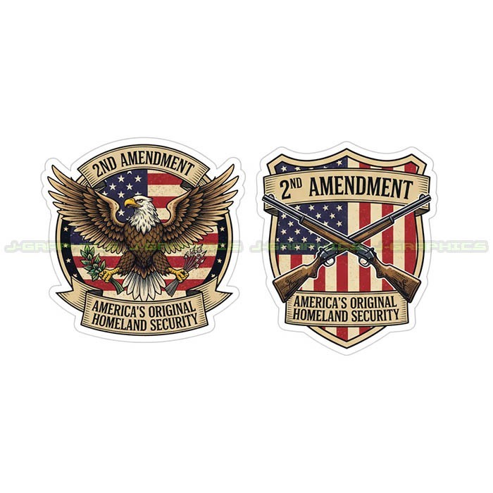 2nd Amendment Sticker Decal American Rights Gun Helmet Motorcycle Car 2 pack L