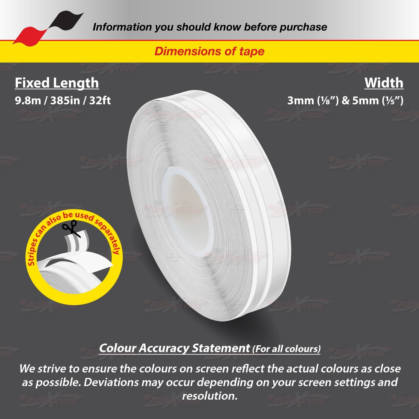 WHITE 1/8″ 1/5″ Twin PIN STRIPE TAPE 9/16″ 15mm PinStriping Decal Vinyl Sticker