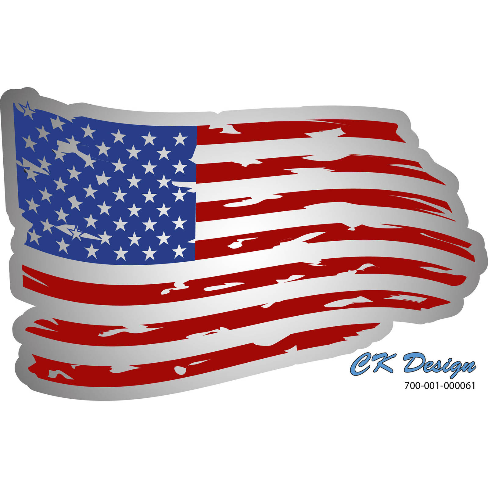 Tattered American Flag Decal 4.5″ x 7″