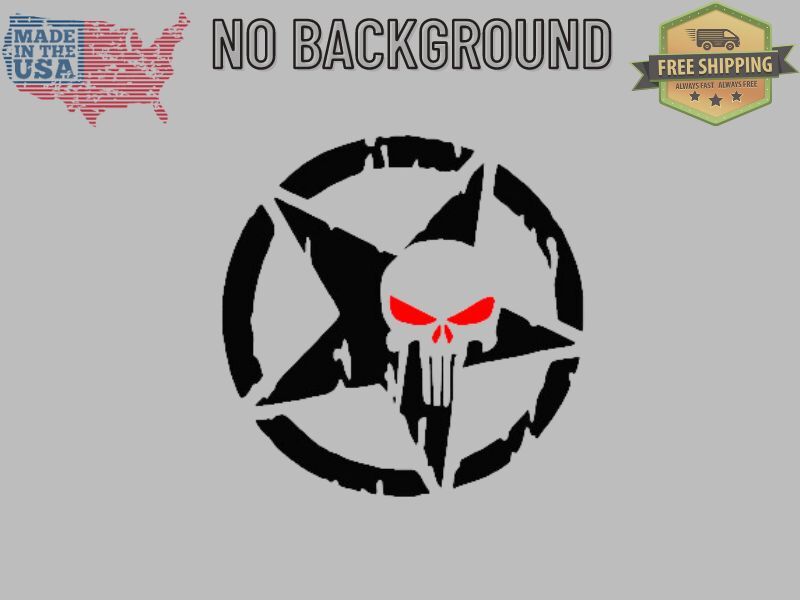 Army Military Star Punisher Skull Distressed Vinyl Decal Sticker truck window