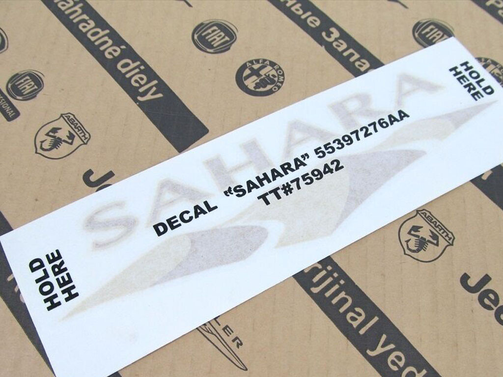 2007-2017 Jeep Wrangler SAHARA DECAL EMBLEM BADGE NAMEPLATE NEW MOPAR 55397276AA
