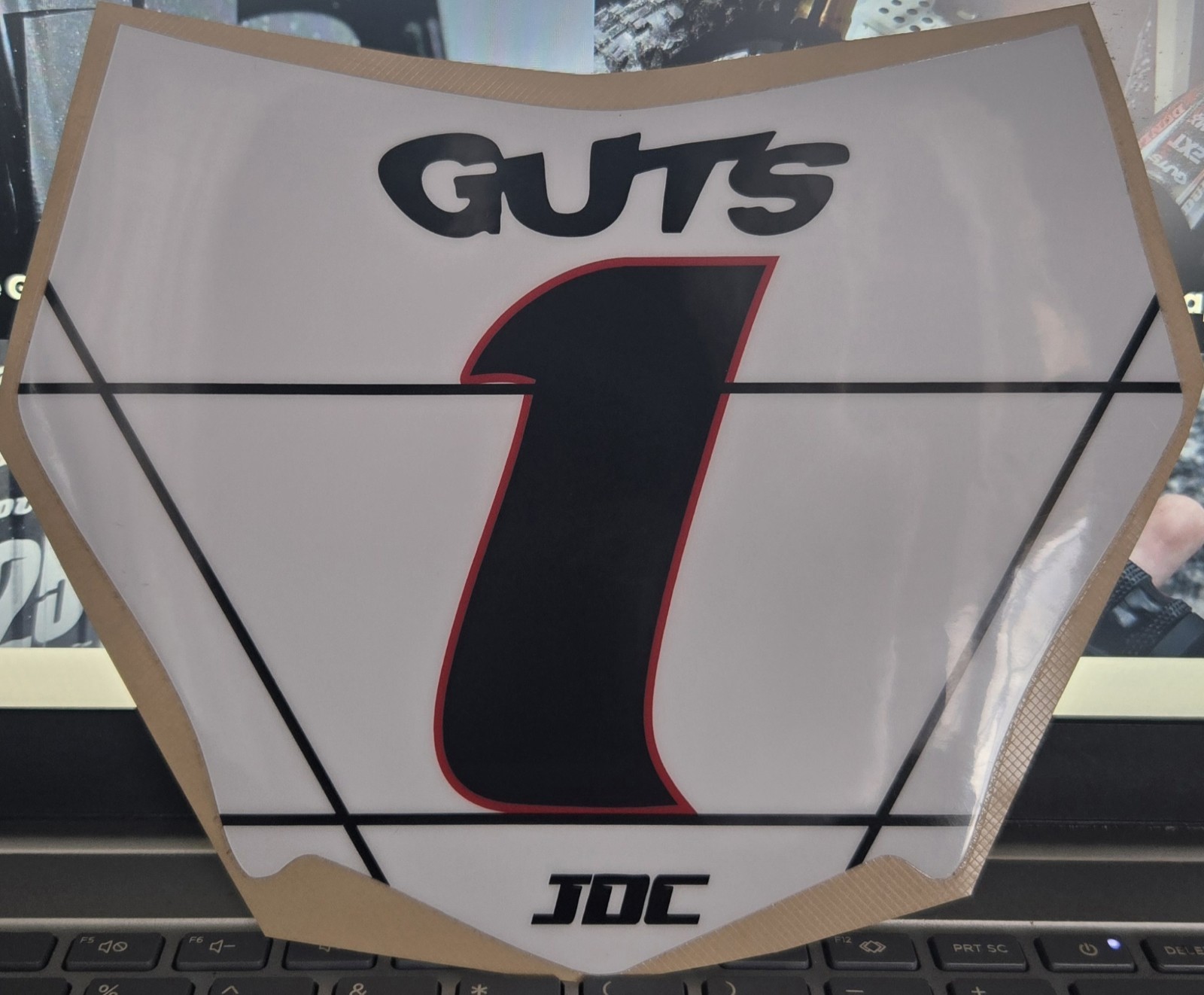 1 MOTOCUTZ Number Plate Decal – (Black/White/Gloss) – Item#99
