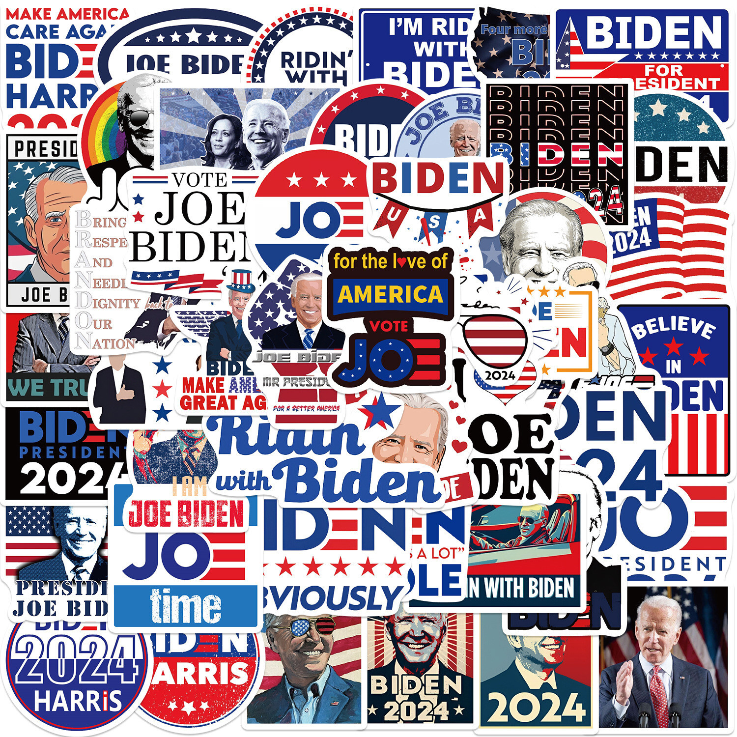 50 PCS Pack Joe Biden Stickers Decal 2024 President Election Campaign Supplies