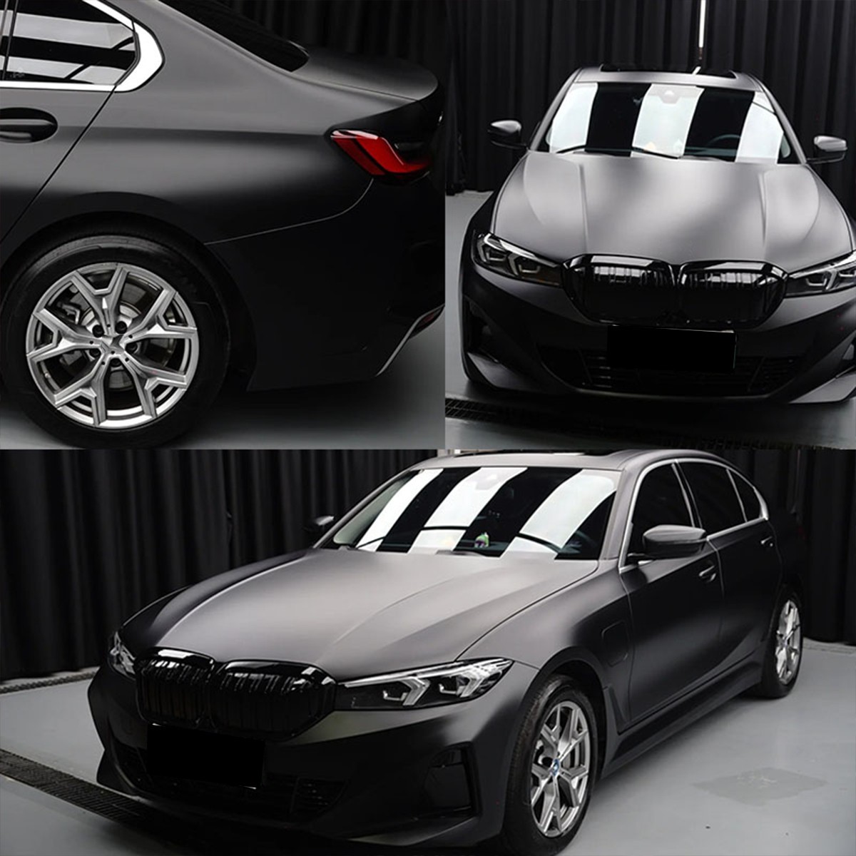 5FTx50FT PET Matte Black Vinyl Wrap Self-Adhesive Air Release US Stock