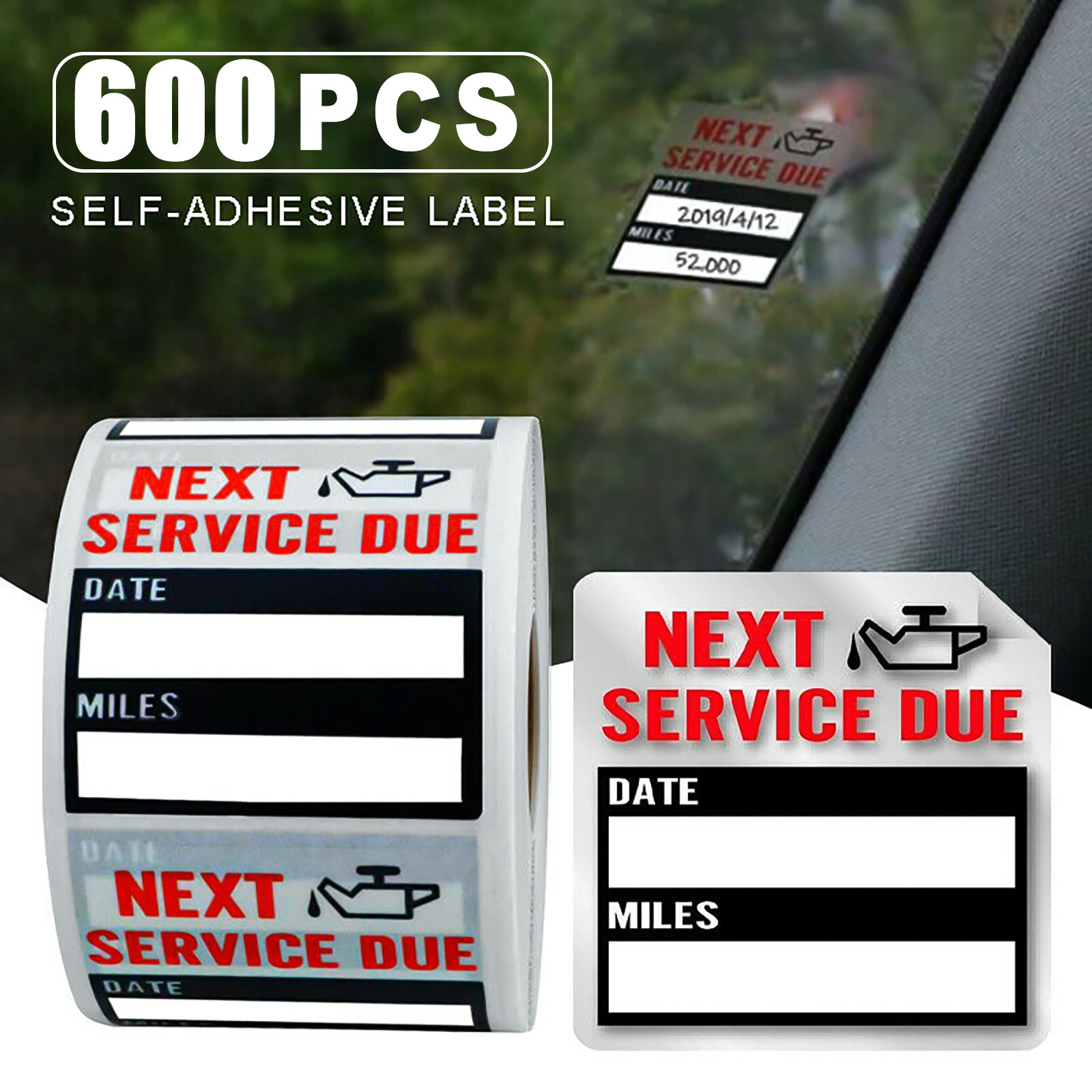 600PCS 2″ X 2″Car Oil Change Next Service Due Reminder Sticker Perforation Line