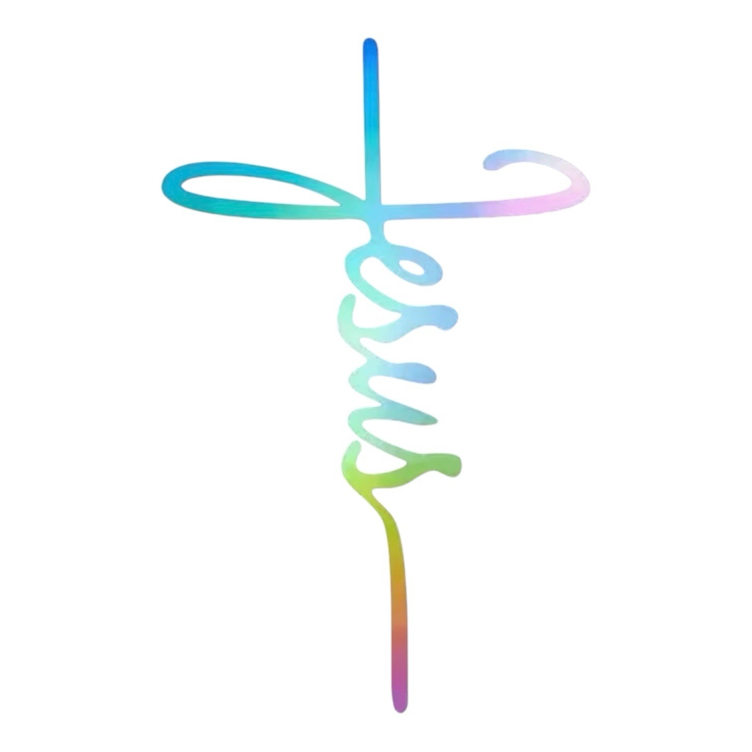 RAINBOW MULTICOLOR JESUS 8” INCH Vinyl Sticker Decal Christian God Faith Saved