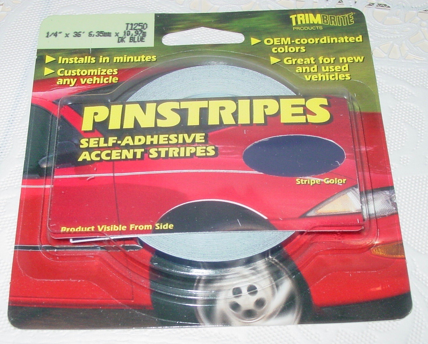 72′ Vinyl Pin Stripe Dark Blue 1/4″ Solid Line Car Tape Decal Stickers NOS USA