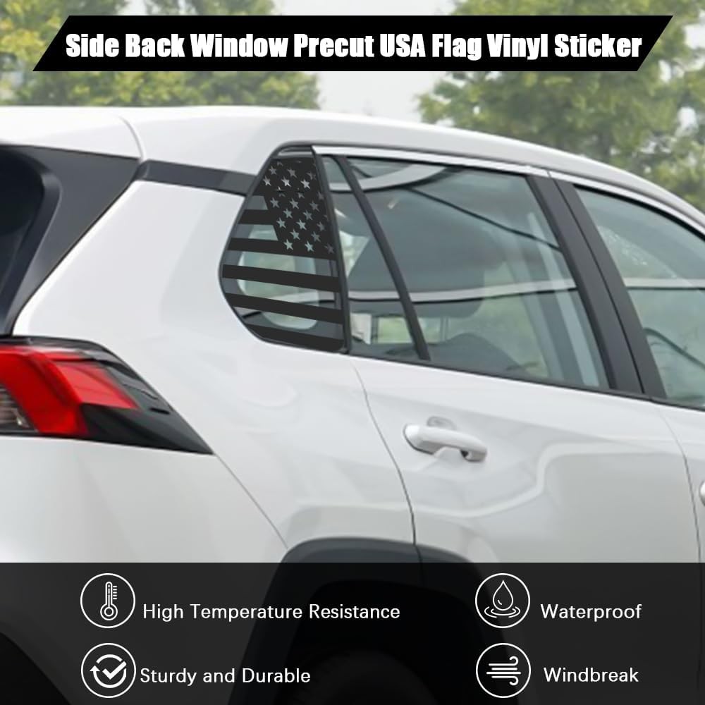 Rear Side USA Flag Decal 2Pcs Vinyl Sticker for Toyota Rav4 2019-24 Window Decal