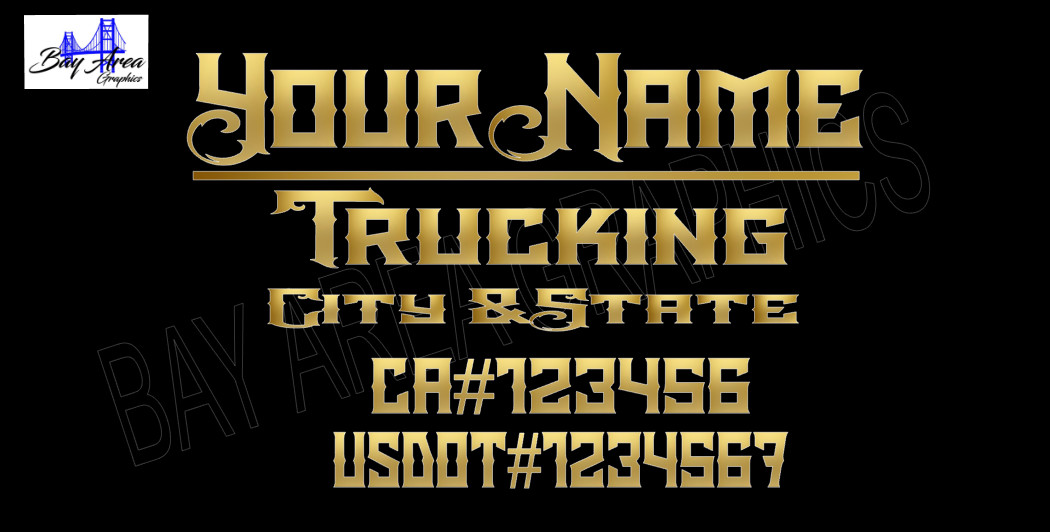 TRUCK DOOR DECALS CUSTOM Gothic Style Font /ONE COLOR OUTDOOR VINYL X2