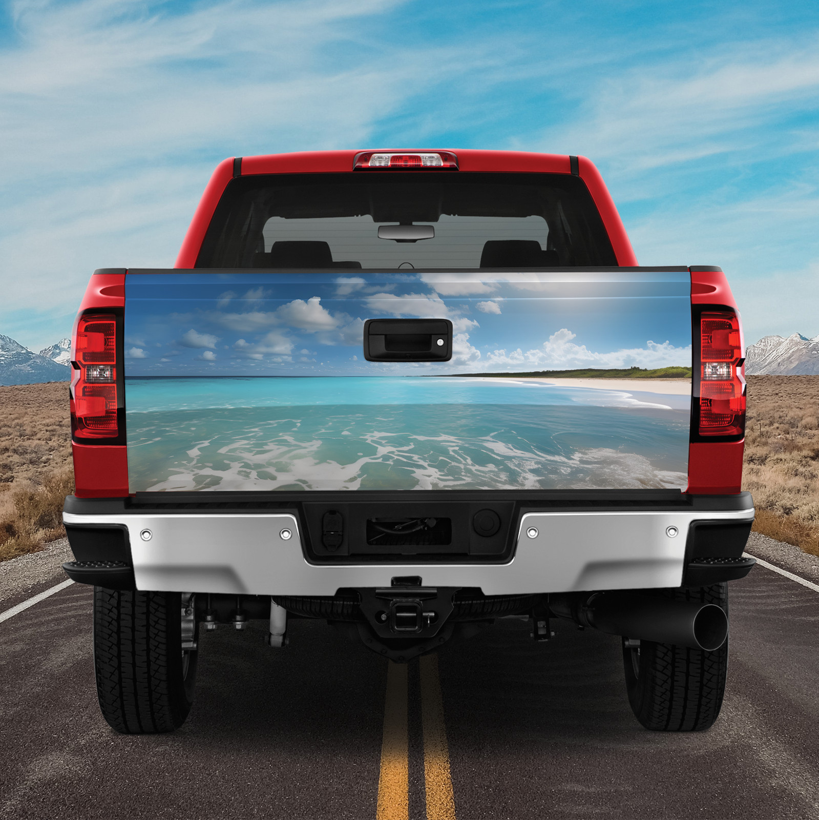 Beautiful Sandy Beach Vinyl Truck Tailgate Wrap, Beach tailgate wrap