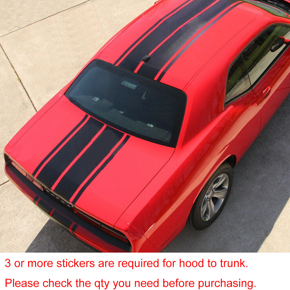 78.7” Black Hood Roof Rally Racing Stripe Decal Vinyl Sticker For Ford Mustang