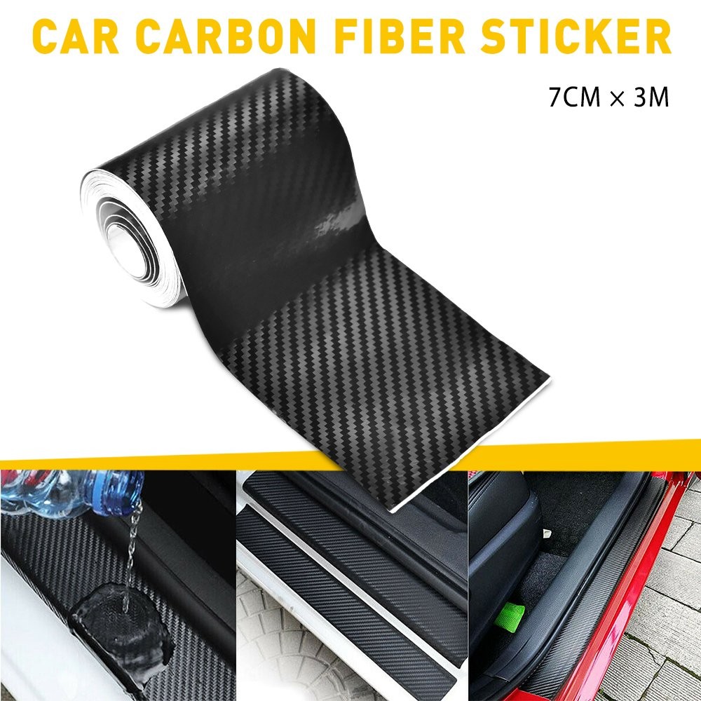 Carbon Car Fiber Sticker Strip Protector Door Anti Sill Scratch Tape 5D 7cm*10ft