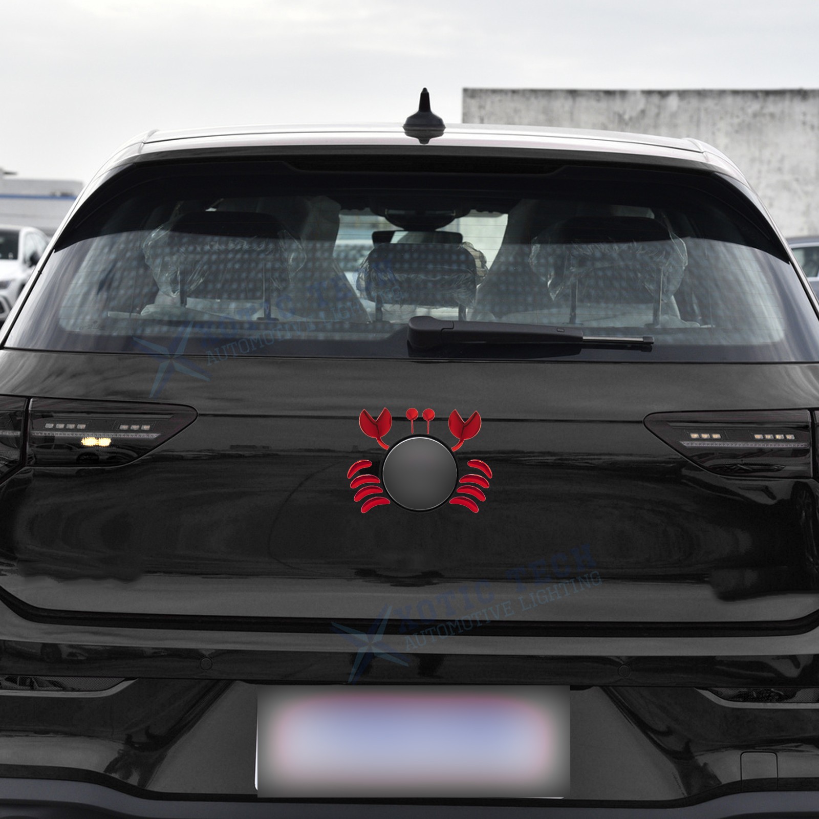 Red 3D Cute Crab Style Sticker for Car Logo Decoration Exterior Waterproof 1PC