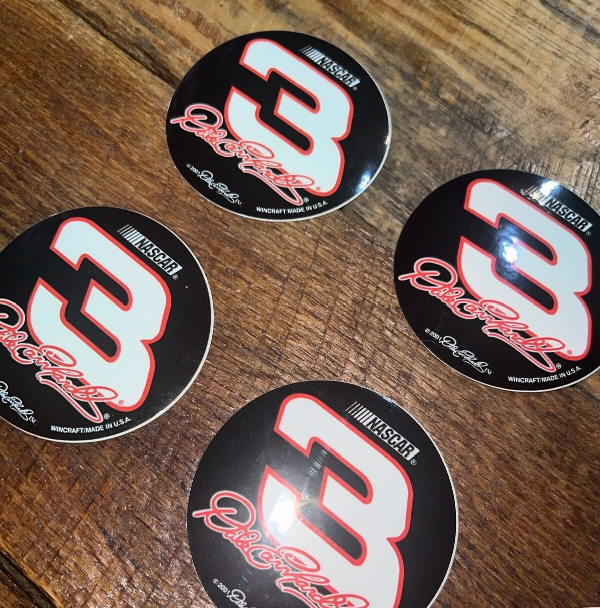 NASCAR Dale Earnhardt SR Number #3 VTG 3″ ROUND STICKER LOT 4 Vintage Decals NOS