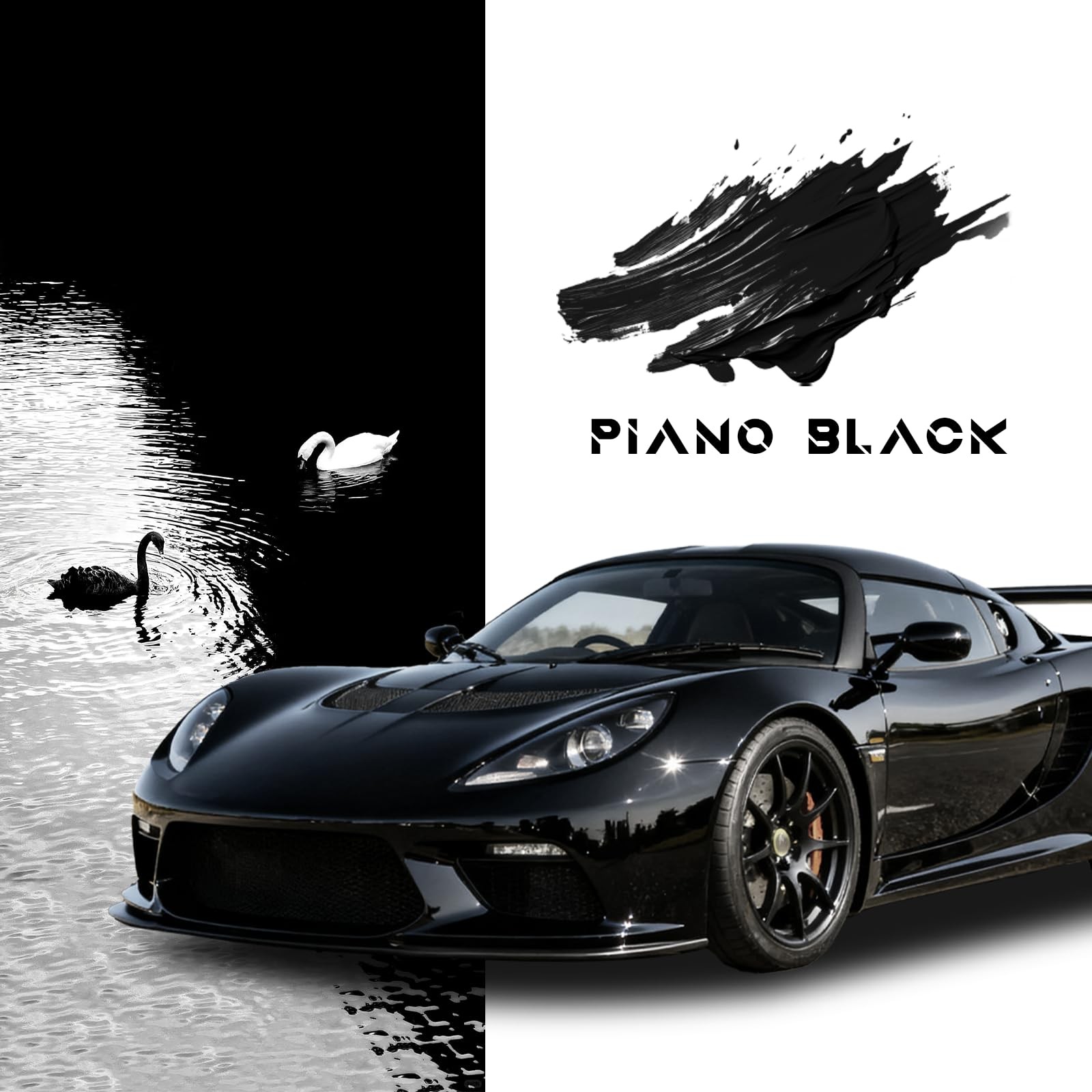 RockRose 2026 Ultra Gloss Black Vinyl Wrap for Cars 12 IN x 5FT,