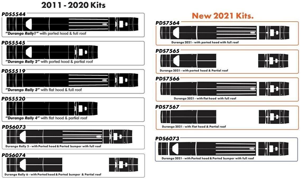Decal Rally Stripes Kit for DODGE DURANGO SRT 392 Dual Sticker Redline Skirt Lip