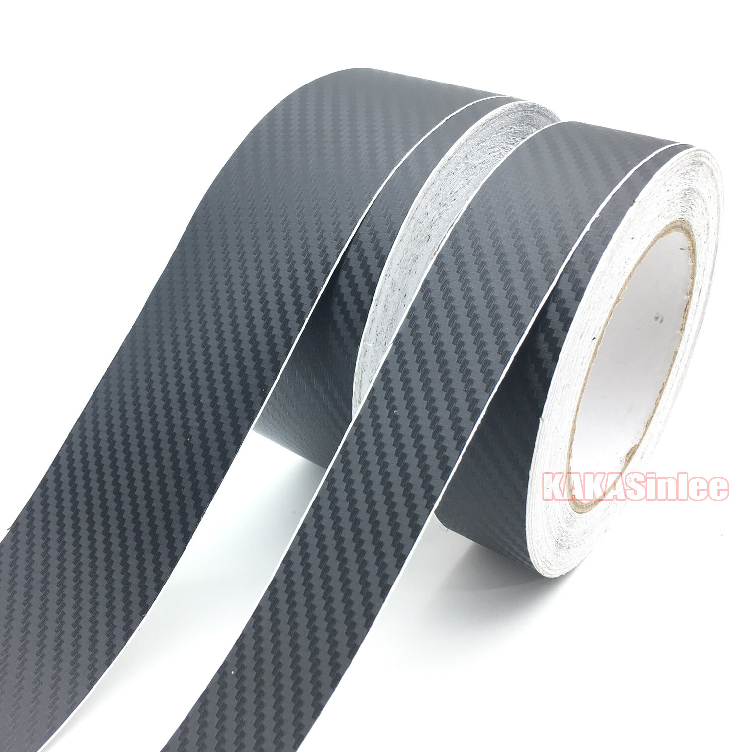 1.2″ W 3D Black / Sheet Car PVC Grain Carbon Fiber Vinyl Tape Wrap Sticker Trim