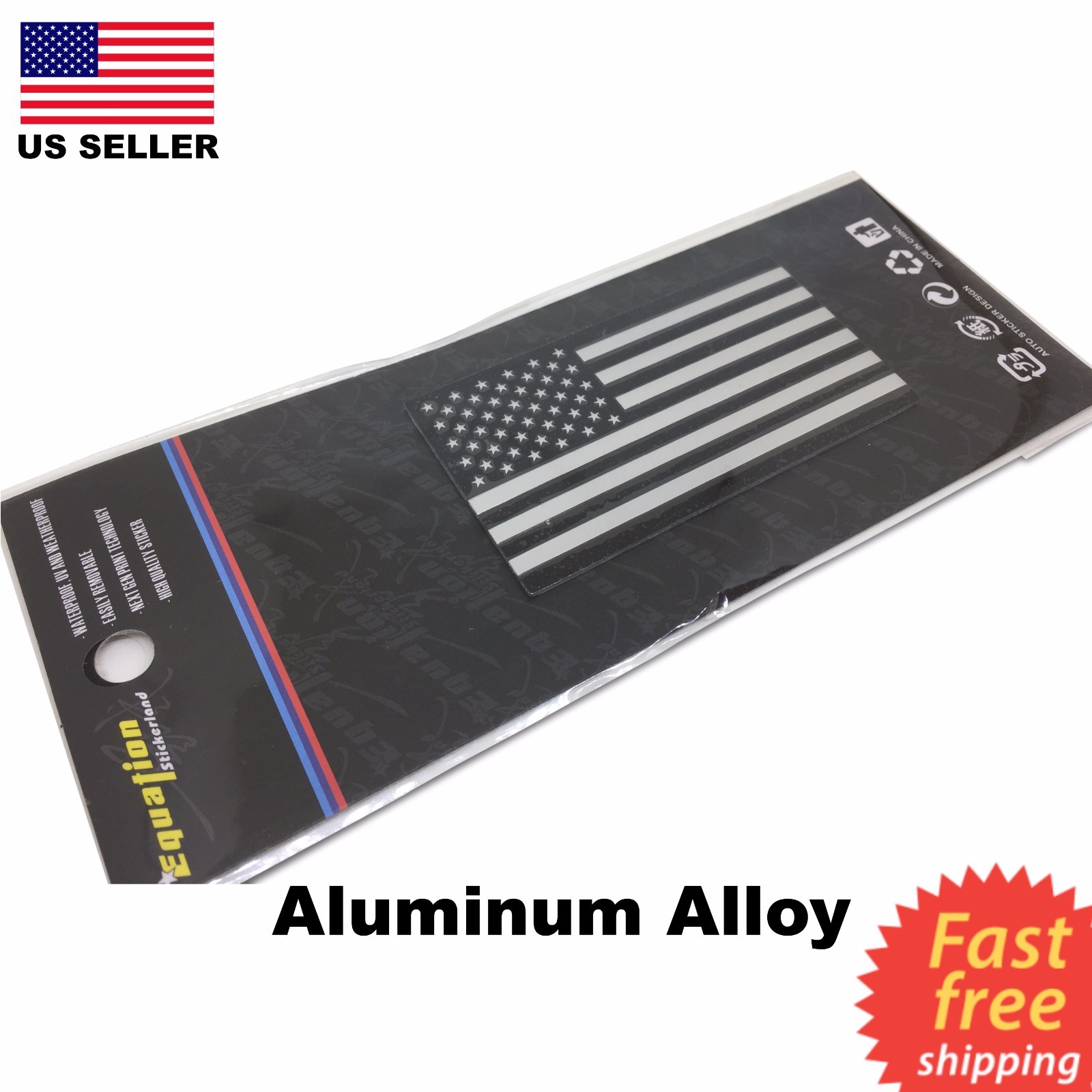 2 PACK ALUMINUM Police Officer Emblem Thin Blue Line American Flag Decal Sticker