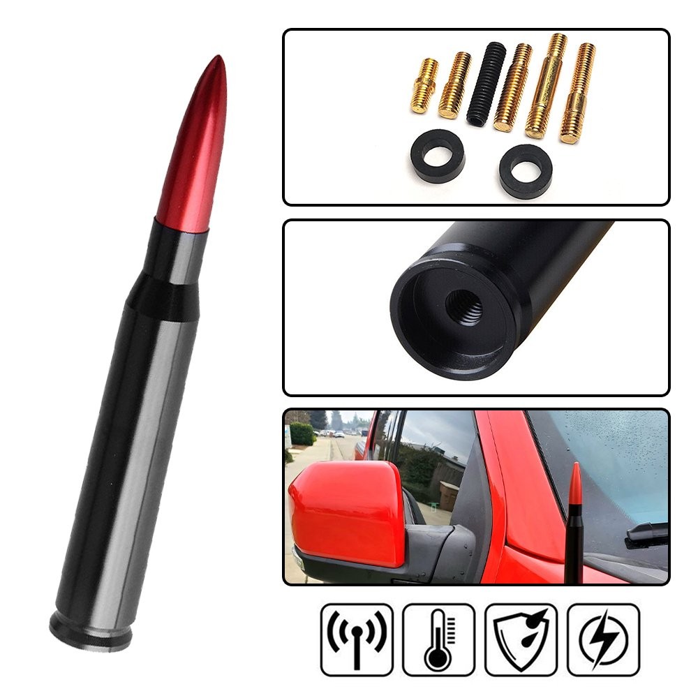 1/2set Bullet Style 0.5 Cal Red Antenna Mast Power for CHEVY SILVERADO Ford F150