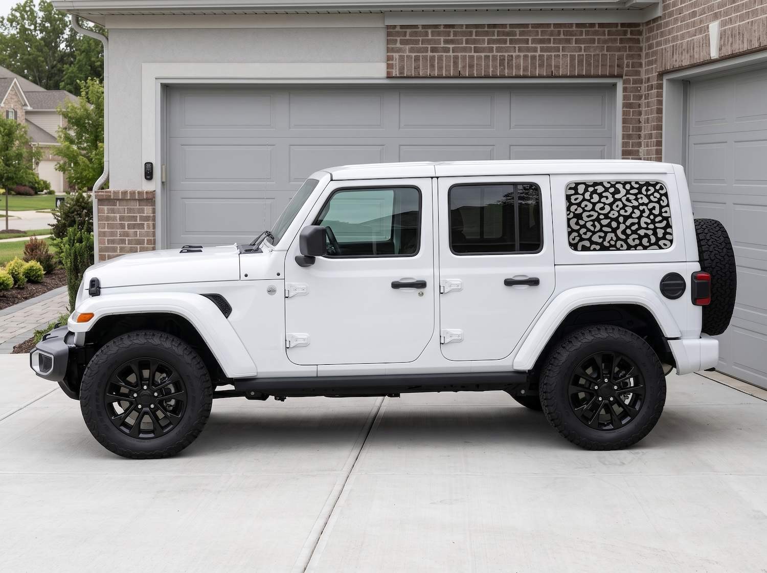 2018-2026 Jeep Wrangler JLU 4 Door Rear Window Decal Set Leopard Cheetah Vinyl