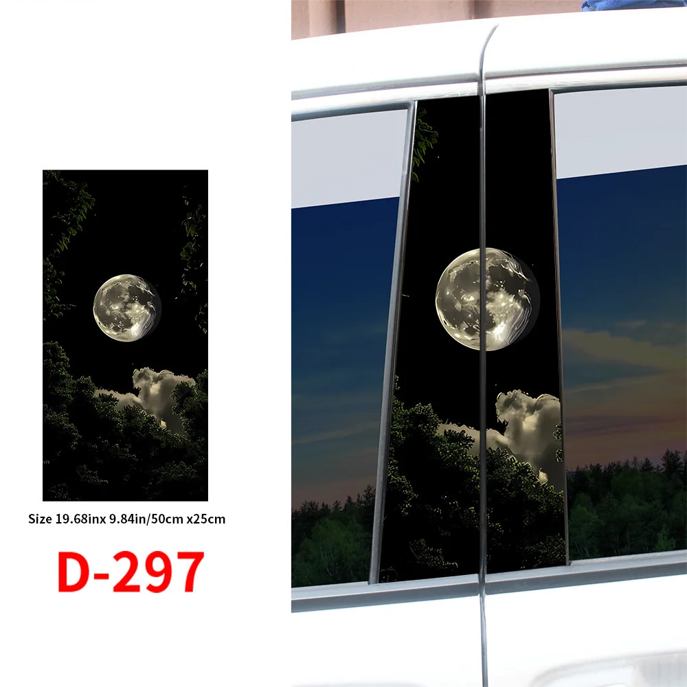 Dreamy Full Moon Starry Night Car B-Pillar Stickers Aesthetic Sky Vinyl Decals