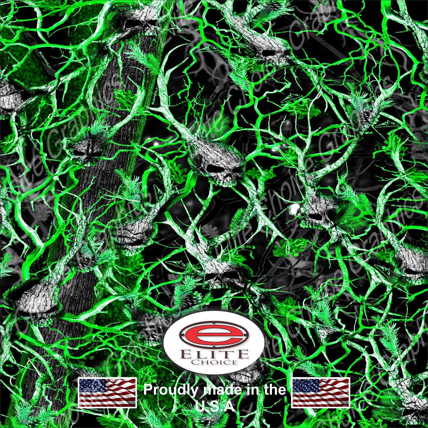 Obliteration Skull Green Wrap Vinyl Truck Camo Car SUV Real Camouflage 52″x6ft