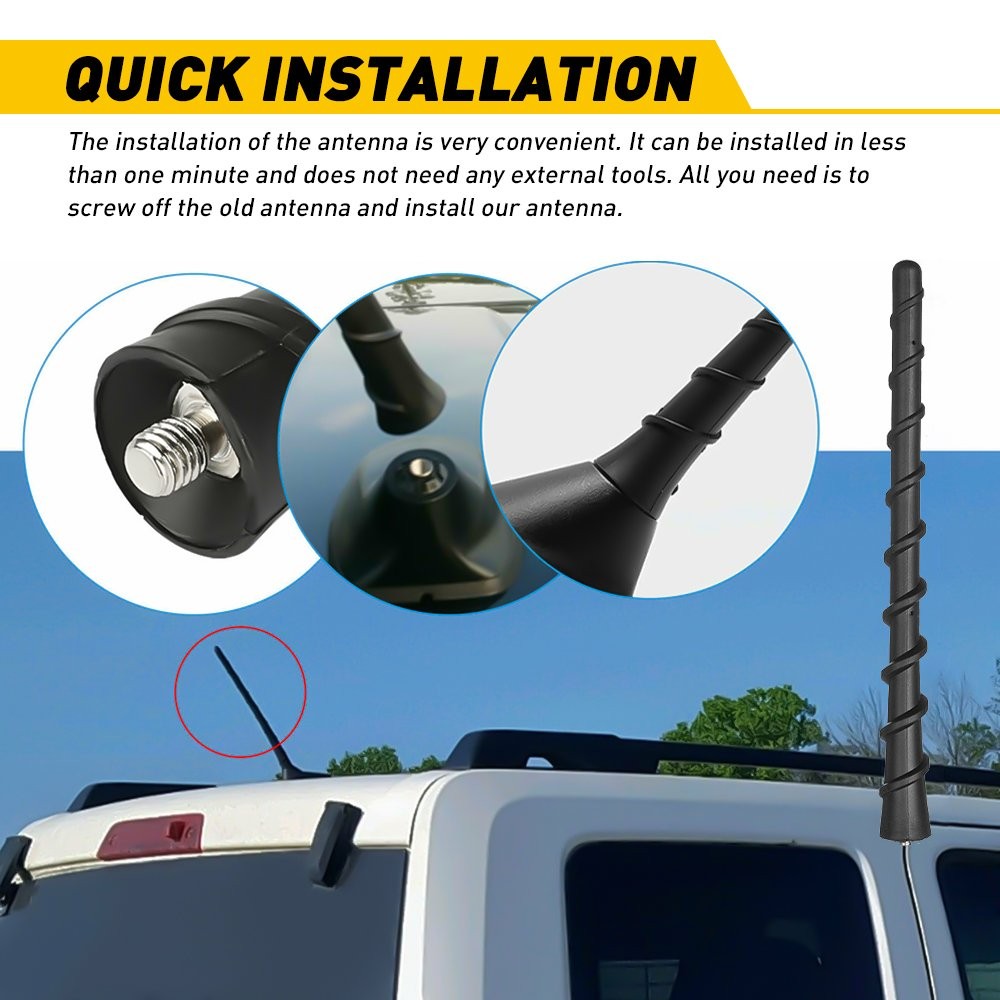 1/2set Car Antenna Am/Fm Vehicle Radio Mount Roof Bee-Sting Flexible Aerial 7″ D