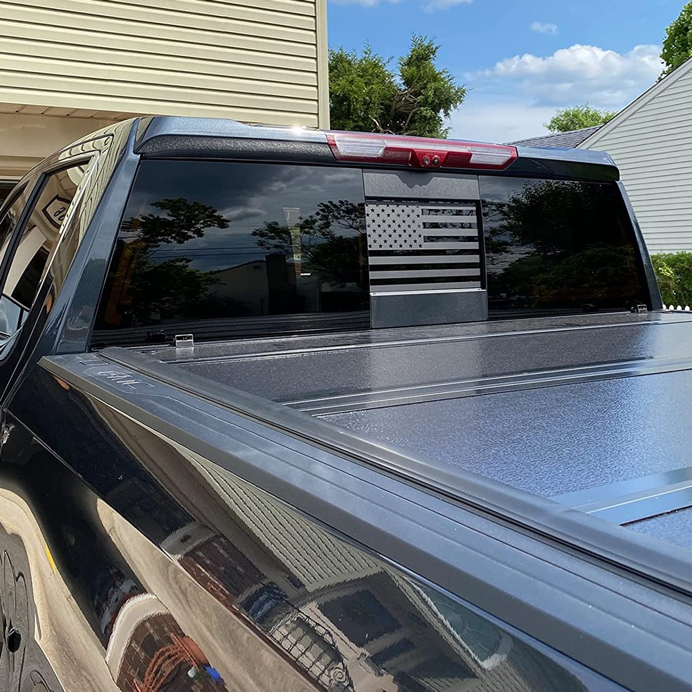 Fit 2019-23 Chevy Silverado Sierra Back Middle Window USA Flag Decal Sticker