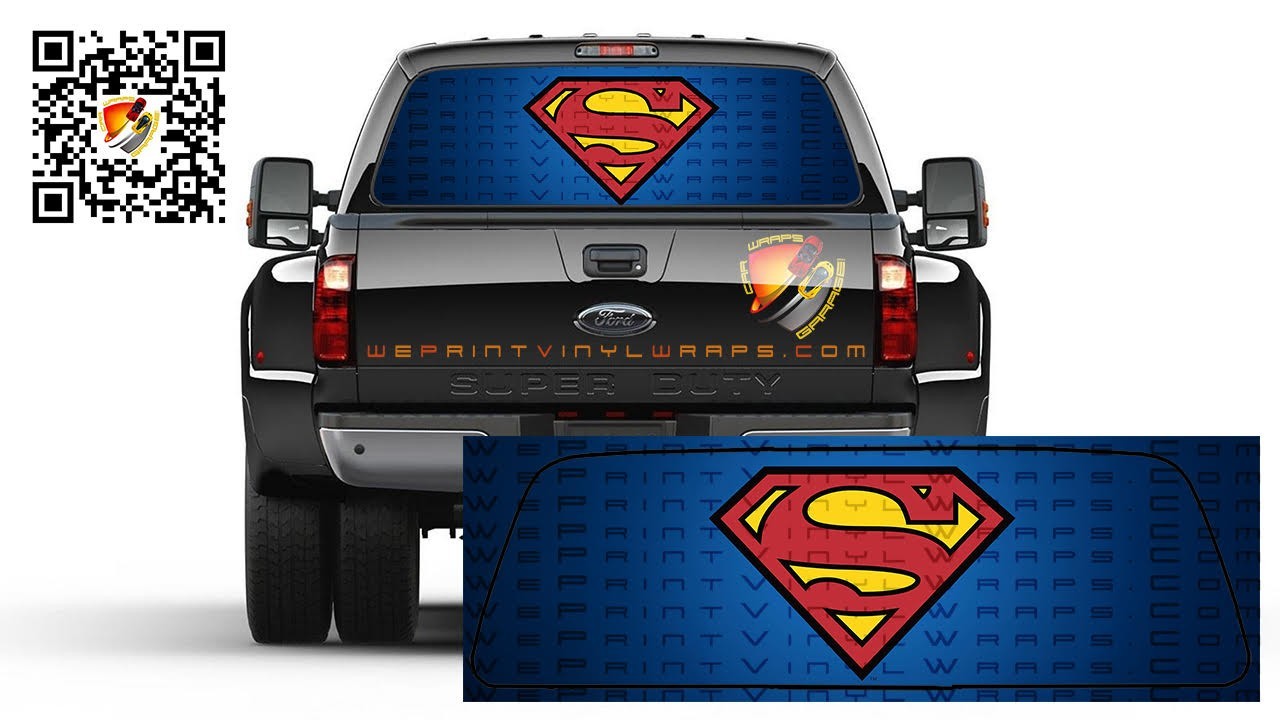 Superman Blue Rear Window Tint Perforated Graphic Vinyl Trucks Cars Campers RV