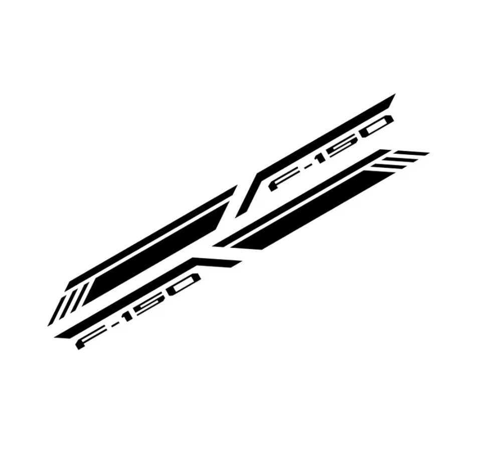 2PCS Vinyl Decals Ford F-150 F150 Pickup Rear Bed Side Stickers Glossy Black