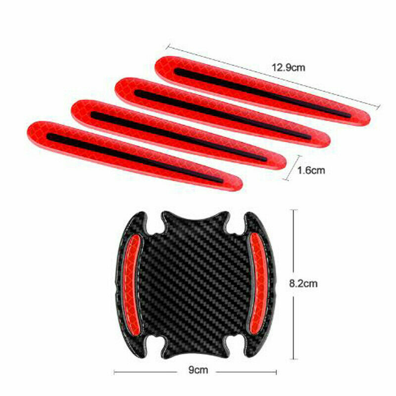 8pcs Car Door Handle Bowl Protective Film Reflective Sticker Strips Anti-Scratch