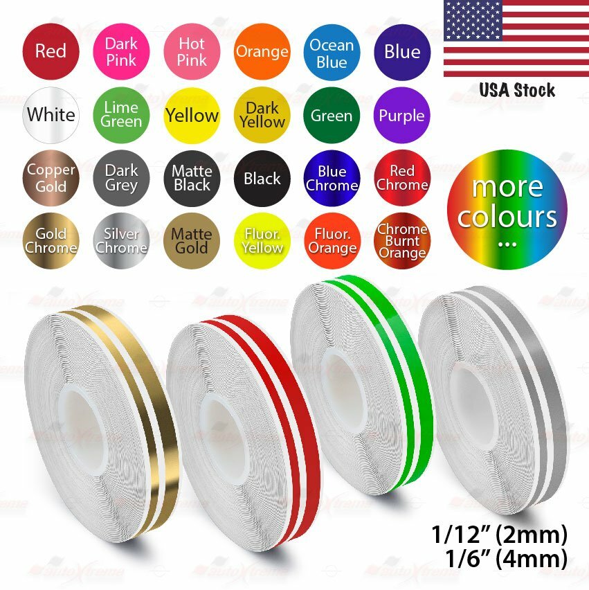12mm 1/2″ Roll PinStripe PinStriping Double Lines Trim Tape Vinyl Car STICKERS
