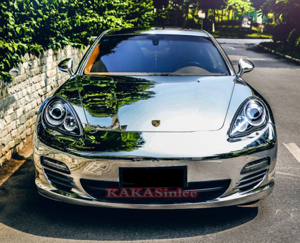 Stretchable Car Glossy Mirror Chrome Vinyl Wrap Decal Sticker Air Free Silver CF