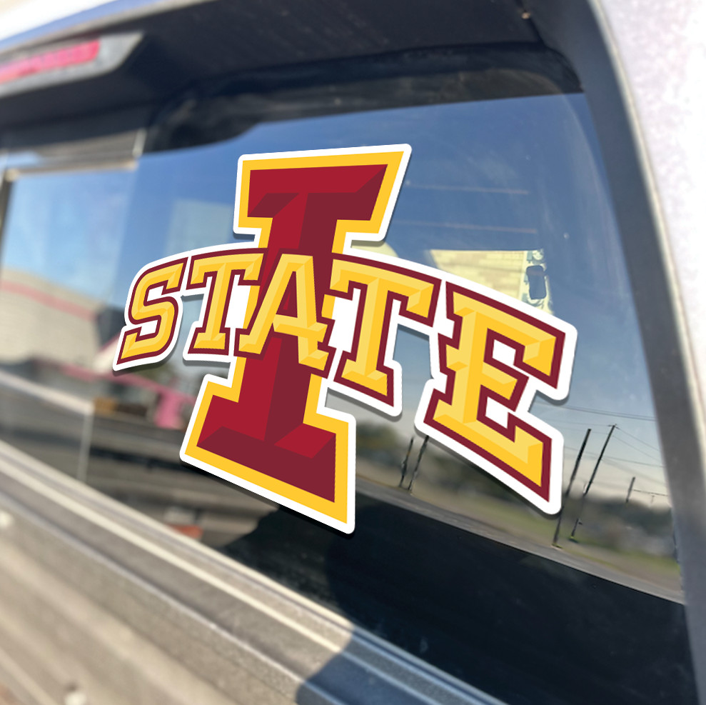 I STATE Decal Sticker | Bold Athletic Lettering Vinyl for Car Truck Laptop Wall